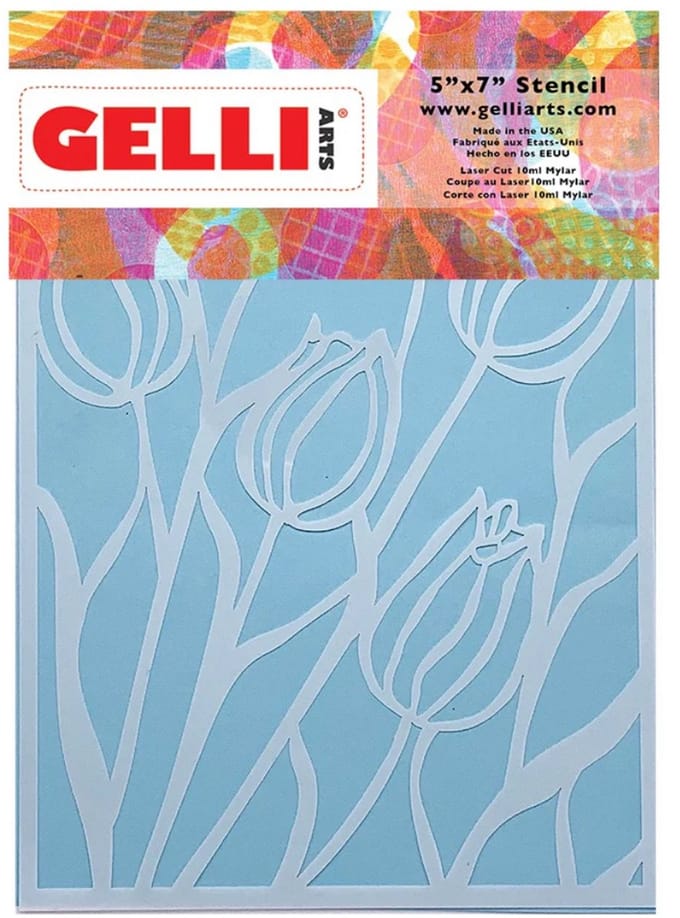 Gelli Arts stencil tulpen - creatieve hobby stencil 12,7x17,8 cm.
