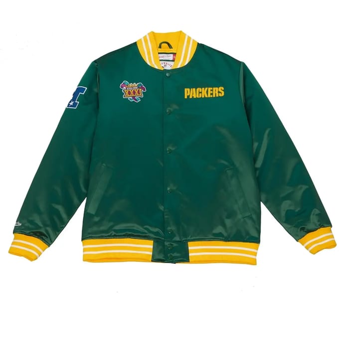 Herenbomberjack Nfl zwaargewicht satijnen jack Grepac originele teamkleuren