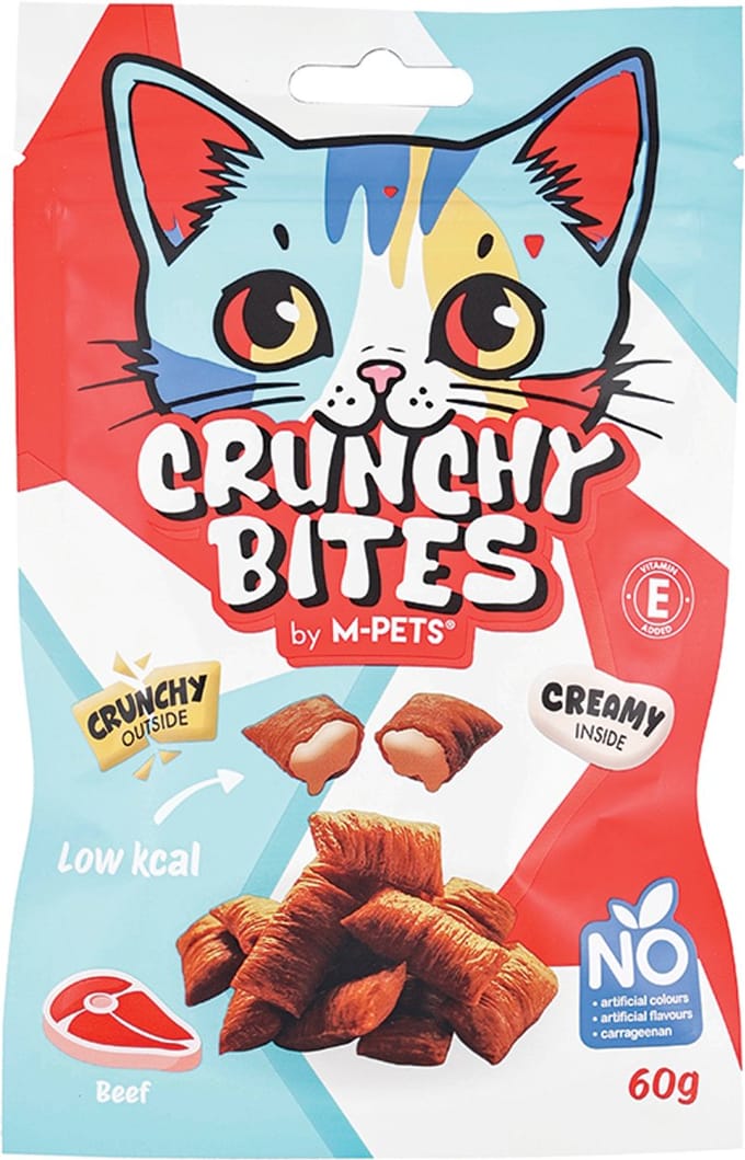 M-PETS CRUNCHY BITES kat snack rund - 60 g - per 12