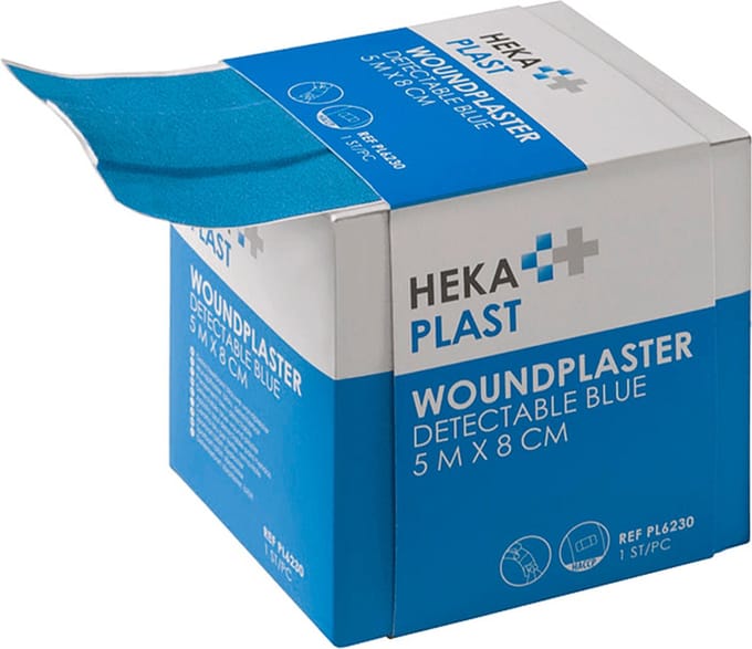 HACCP pleister op rol 5 m x 8 cm detectable
