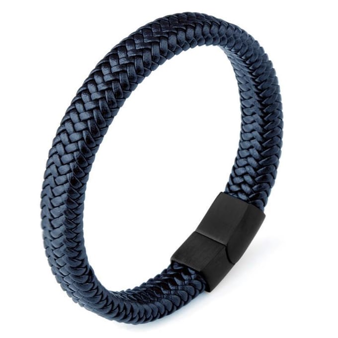 Di Lusso - Armband Elroy - Rundsleder - Blauw - Heren - 22 cm