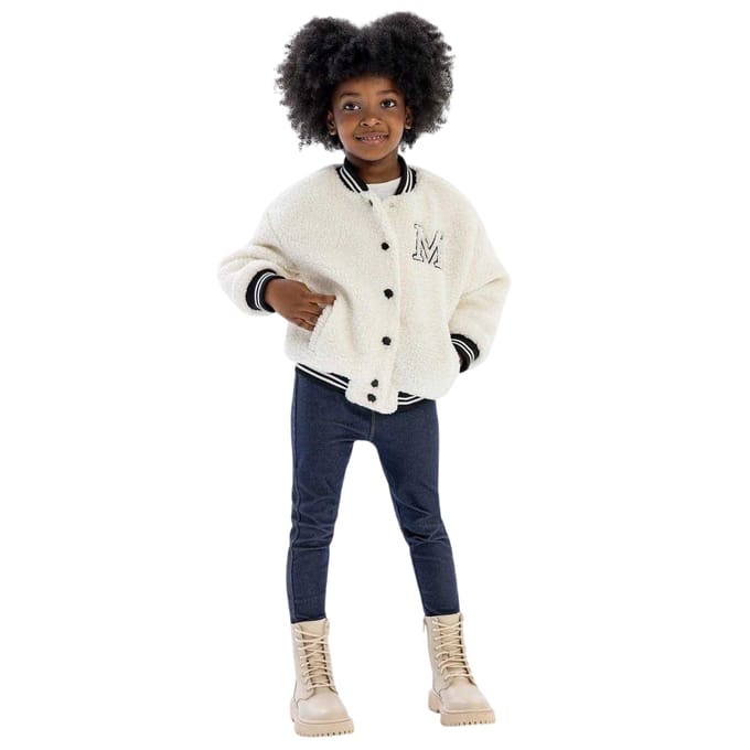Minoti Meisjes Geborduurde Borg Jas (Off White)