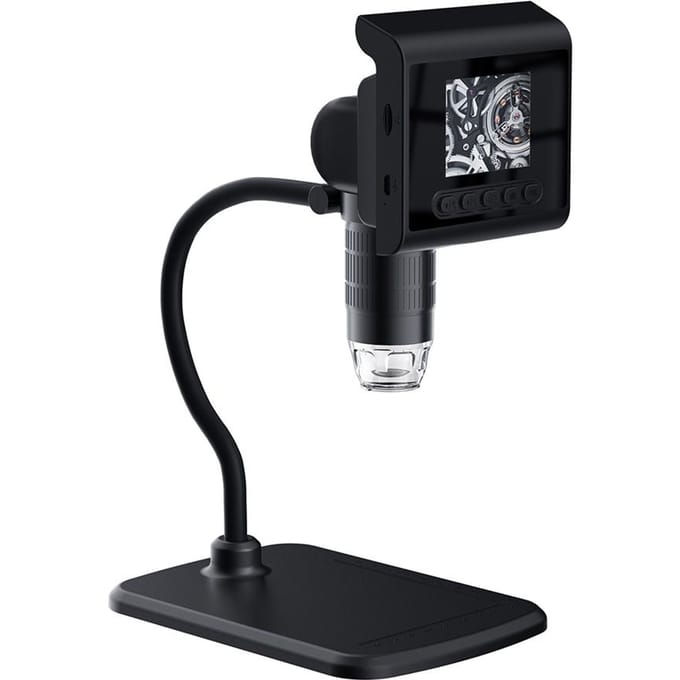 1080P zeer heldere digitale microscoop met 2,4-inch LCD-kleurenscherm, 1-1000x continue zoom, zwart