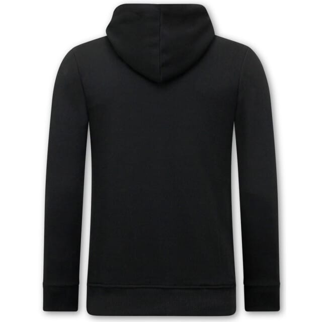 Heren Hoodie met Print - Tiger Head - 3679 - Zwart