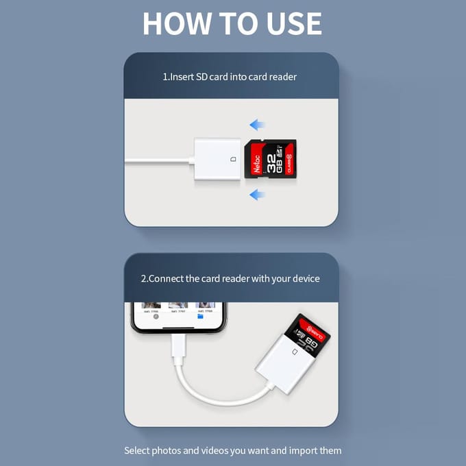 Type-C naar SD-kaartcamera-lezeradapter SD-kaartlezer voor Type-C-apparaten, wit wit