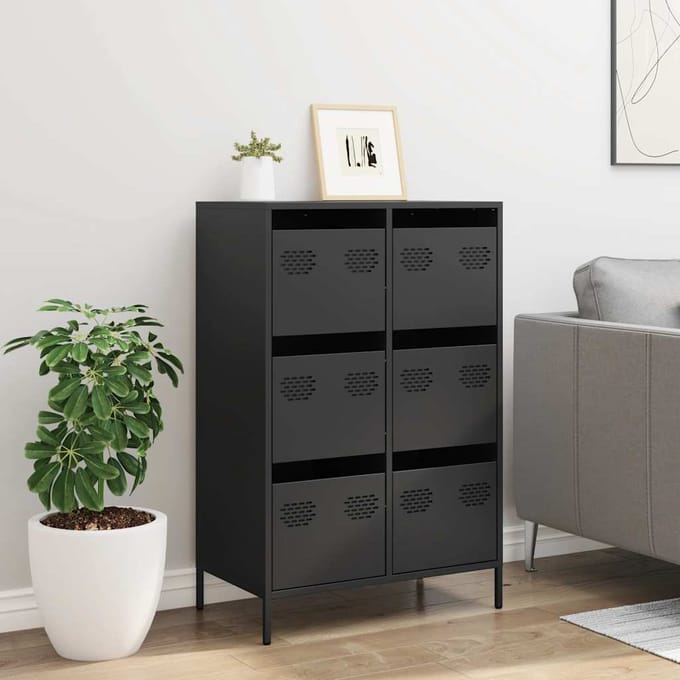 vidaXL - Hoge - kast - 68x39x101,5 - cm - staal - zwart