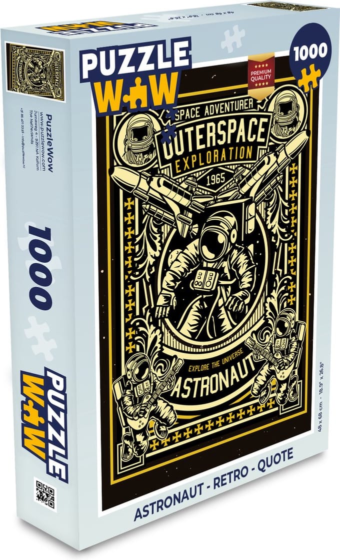 Puzzel Astronaut - Retro - Quote - Legpuzzel - Puzzel 1000 stukjes volwassenen