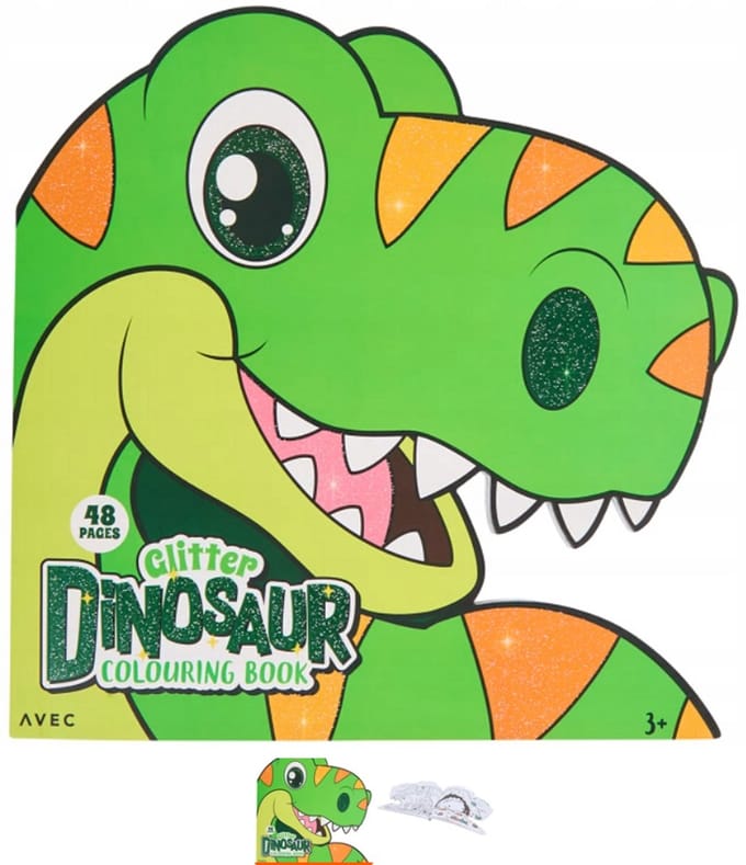 Kleurboek Dino met glitter 48 pagina