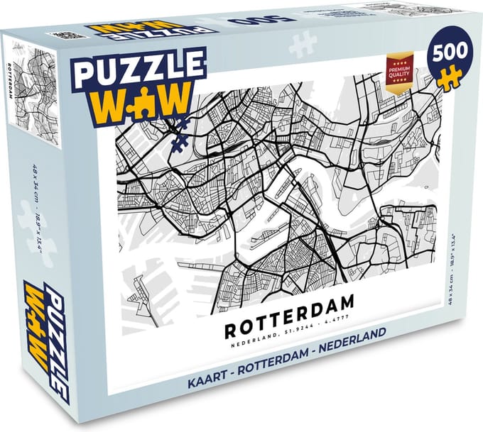 Puzzel Kaart - Rotterdam - Nederland - Legpuzzel - Puzzel 500 stukjes
