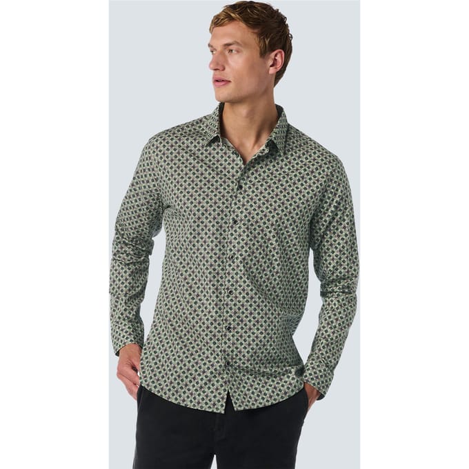 No Excess Shirt Stretch Allover Printed Smoke Größe: M | Casual hemden Outlet | Herren