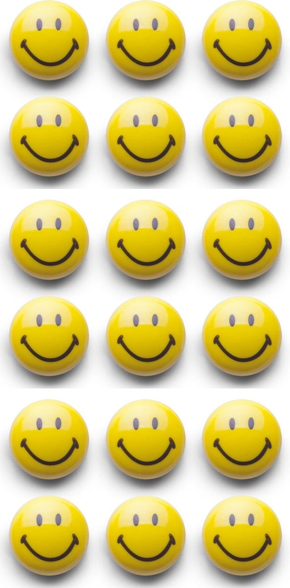 Zeller Magneten Smile / Emoticon - 18x - kunststof - 3 cm - koelkast / whiteboard