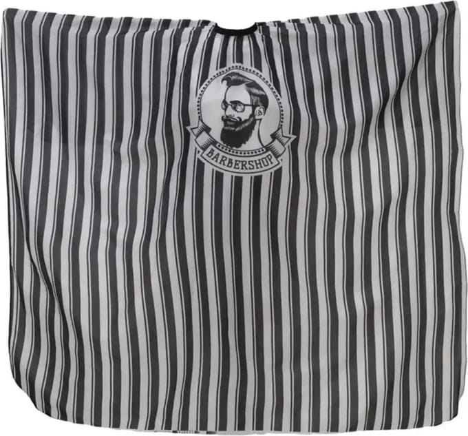 Nivard Baardschort - Beard Bib - Scheerschort - Baard Cape - Kappersmantel - Kapmantel - Zwart/Wit