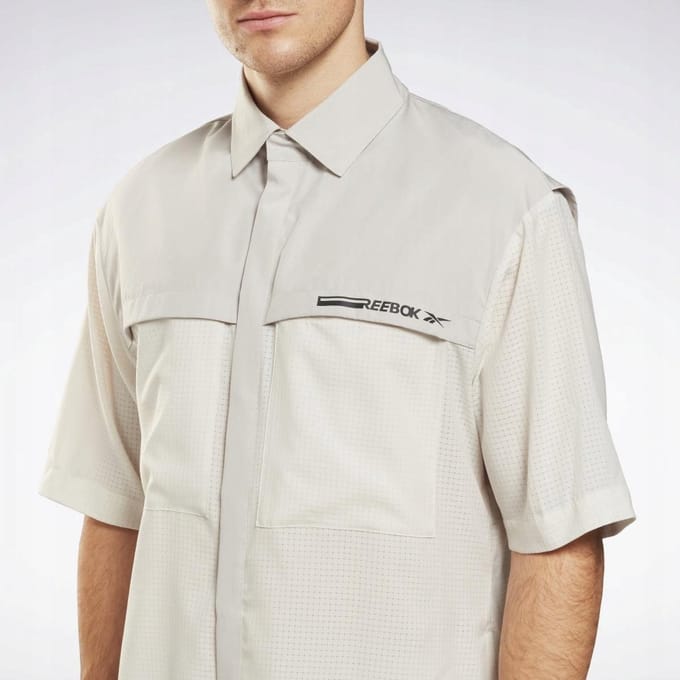 Reebok - Casual Overhemd - Beige - Maat L