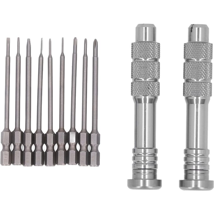 Stalen Sleufschroevendraaierset met 9 Bits 2 Handvatten Handgereedschap voor Cameralens Computer Elektrisch gray
