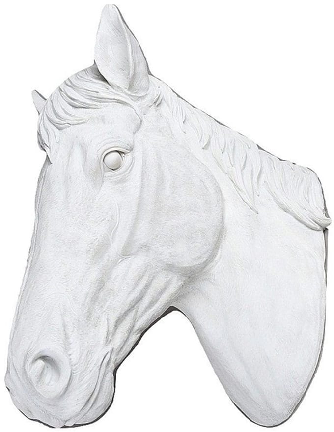 Paardenhoofd Wit 15x21x31 Villa Pottery decoratie - paard