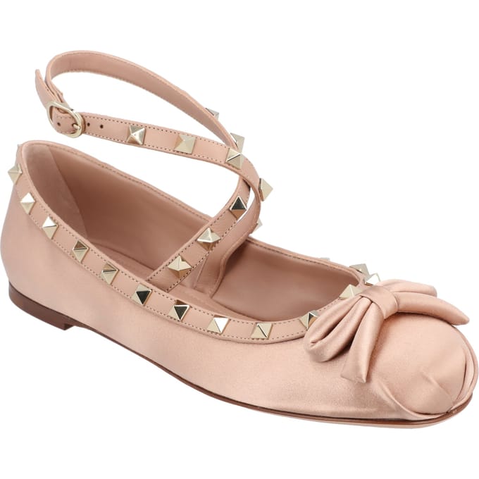 Valentino Rockstud Satijnen Ballerina's Nude
