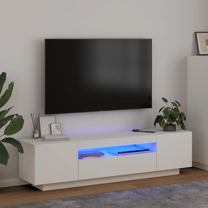 vidaXL - Tv-meubel - met - LED-verlichting - 160x35x40 - cm - wit