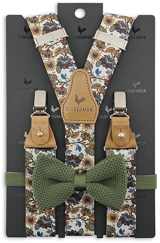Sir Redman - Bretels met strik - bretels combi pack Bohemian Moss - groen / wit / oker / blauw