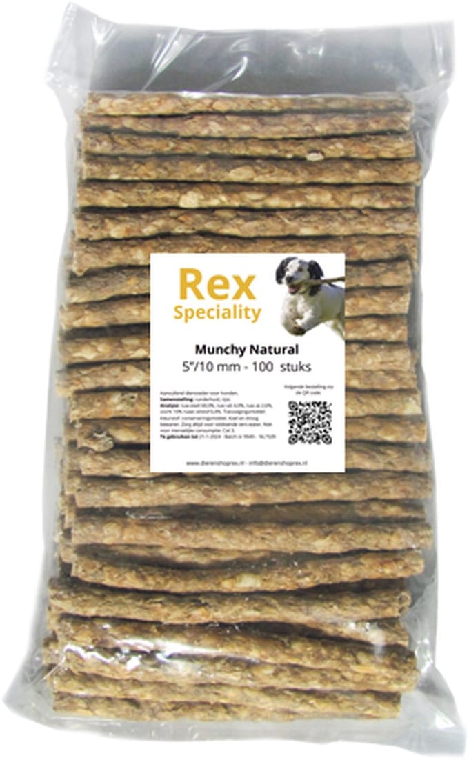 Rex Speciality Munchy Naturel 5"/10 mm kauwstaven hond 100 stuks