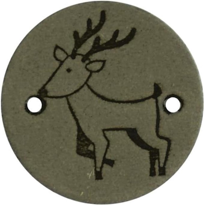 Durable Leren Rond Label met Hert/Rendier – 2 cm – Set van 2 Stuks