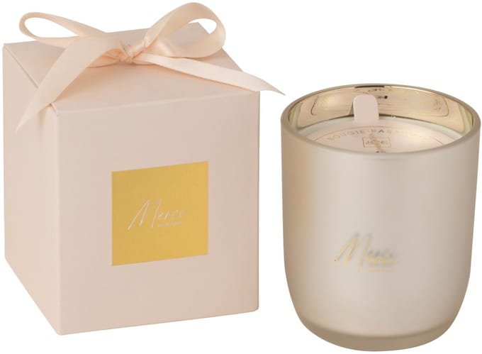J-Line geurkaars Merci - Elderflower - glas - beige - small - 35U