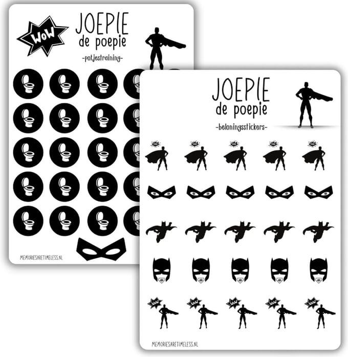 Zindelijkheidstraining Kinderen Superhelden | Beloningsysteem | Stickervel 25 stuks | Beloningskaart