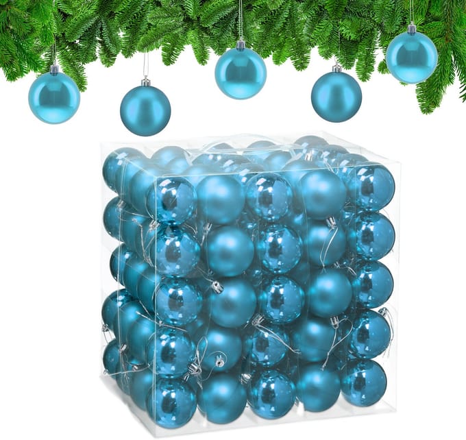 kerstballen set van 100 - Ø 6 cm - glanzend - mat - kunststof - petrol