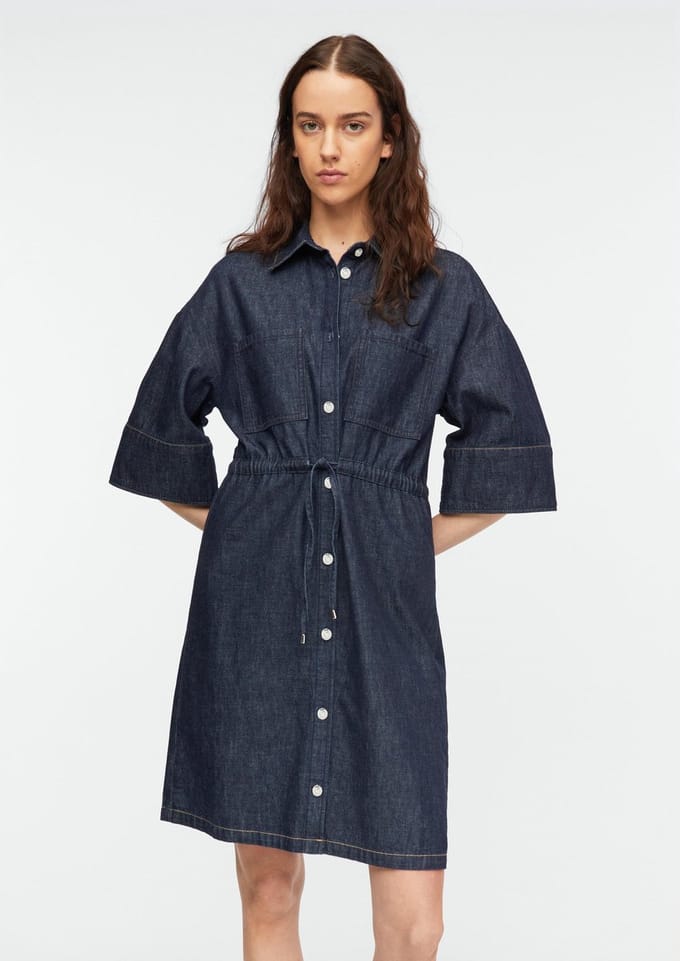 comma - female - Lichtgewicht denim jurk met knoopsluiting