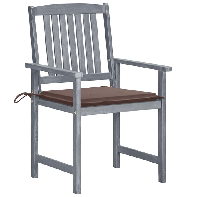 vidaXL - Tuinstoelen - 6 - st - met - kussens - massief - acaciahout - grijs