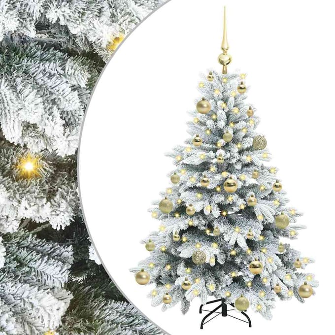 vidaXL - Kunstkerstboom - met - 150 - LED - met - standaard - Wit - 120 - cm - PE - en - PVC