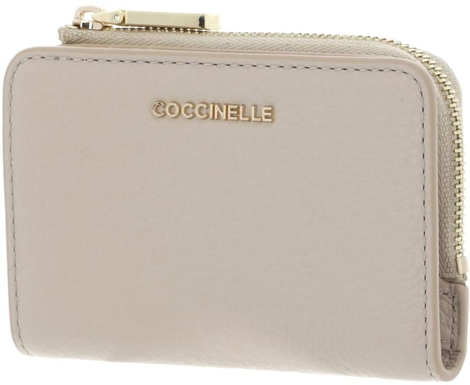 COCCINELLE Leren kaarthoes Metallic Soft Credit Card Holder Sandshell beige