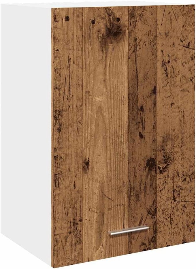 Hangkast Hout met Deur 40x31x60 cm Rustiek Oud Houtkleur