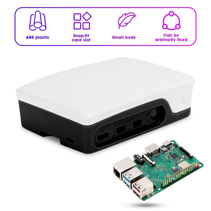 ABS-behuizing, zwart-wit, geschikt voor Raspberry Pi 4B, beschermende behuizing, zwart-wit zwart witte kleur