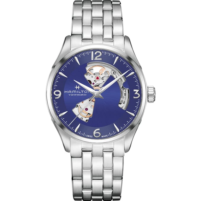 Hamilton Jazzmaster Acier inoxydable Open Heart Automatic H32705141 Montre Homme bleu