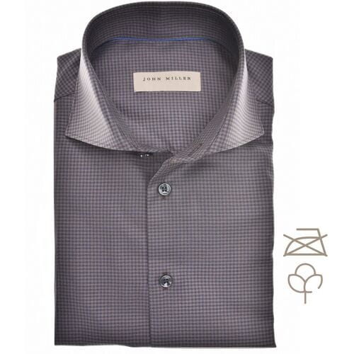 John Miller Overhemd Fine Check Pattern Cotton Non-Iron Donker Bruin / male