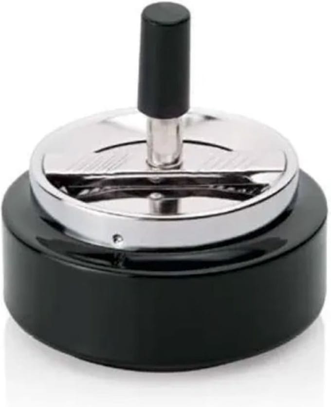 Asbak, asbak met deksel, rvs asbak, asbak met drukknop,  ⌀ 10 cm