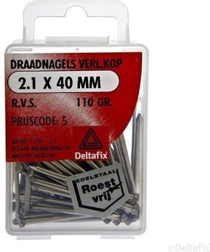 Deltafix spijkers 2,1 x 40 mm - RVS - verloren kop - 110 gram