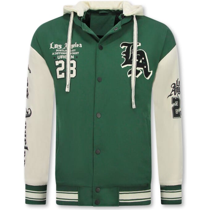 Baseball Jacket met Capuchon Oversized - Bomberjack Heren - Tussenjas Heren - 523 - Groen