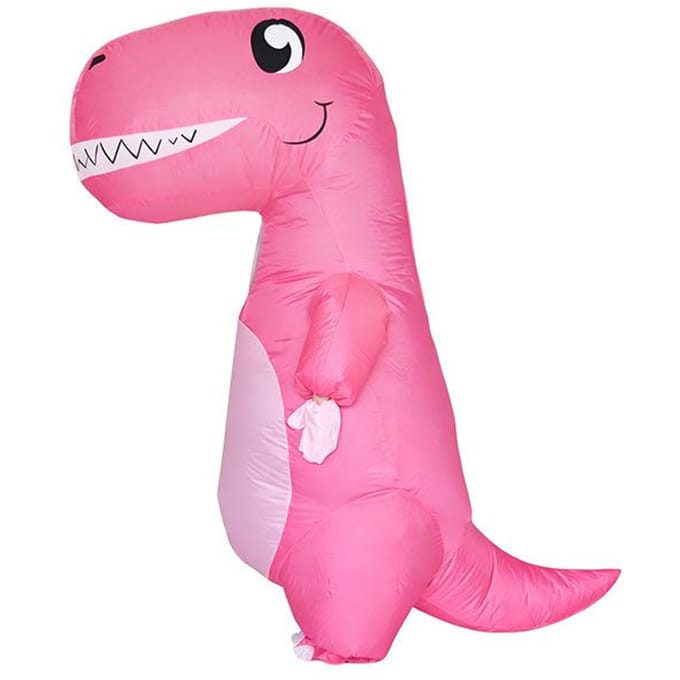 Roze grappig draak opblaasbaar kostuum, voor volwassenen 150-190cm roze