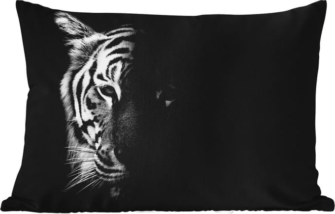 Buitenkussens - Tijger - Dieren - Wild - Zwart - Wit - 60x40 cm - Weerbestendig