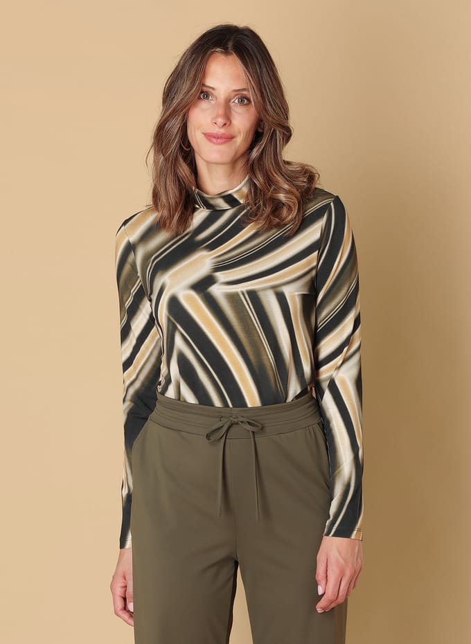 IVY BEAU Sisley Tops - Olive/Multi colour - maat 38