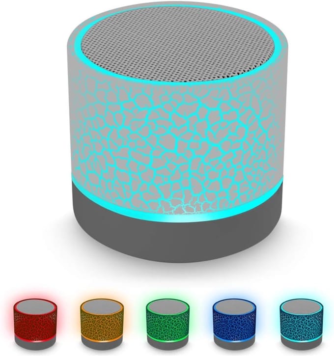 Draagbare draadloze mini Bluetooth-luidspreker, Super Bass stereo oplaadbare luidspreker met LED-verlichting - Wit