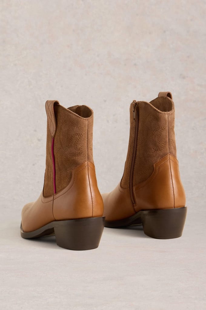 White Stuff Beau Western Boot Mid Tan Taglia: 3 | Stivali Outlet | Donna