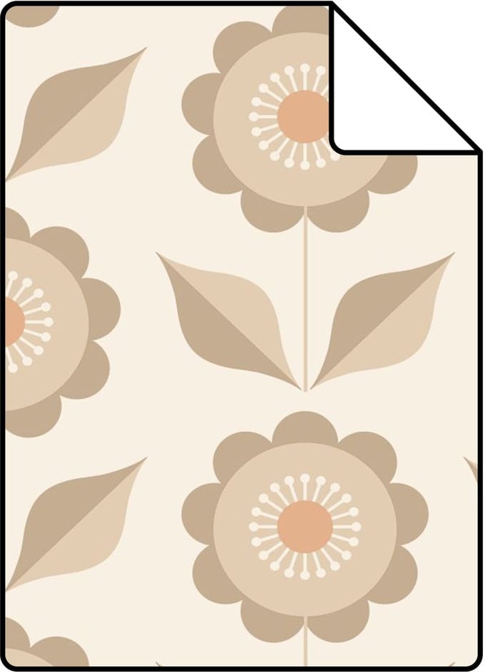 Proefstaal ESTAhome behang bloemen beige - 26.5 x 21 cm - 130976-S