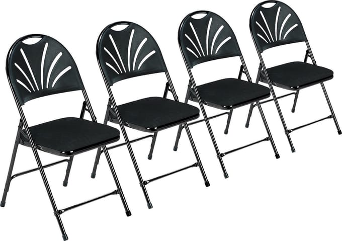 Klapstoel Phoenix Deluxe (set van 4) - frame: zwart, zitting: zwart effen