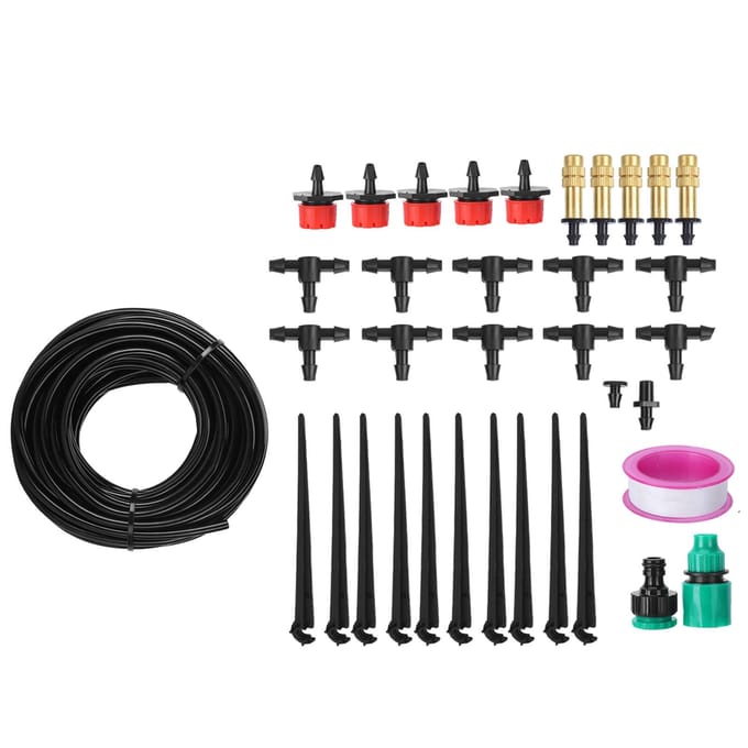 Kit d'irrigation goutte à goutte automatique Micro 10m Système de buse pulvérisateur d'arrosage pour jardin serre black