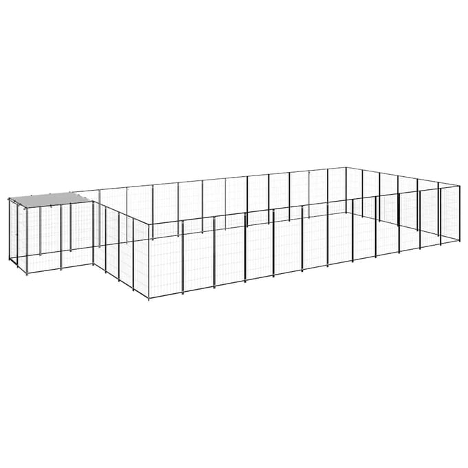 vidaXL - Hondenkennel - 22,99 - m² - staal - zwart