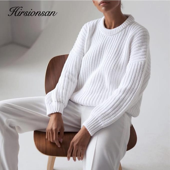 Losse Herfsttrui Dames Koreaanse Elegante Gebreide Trui Oversized Warme Dames Pullovers S wit