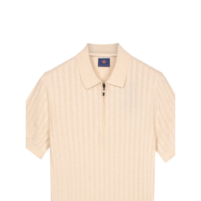 Baileys Polo Zip Collar Drop Needle Knit Stripe Texture Marshmallow / male