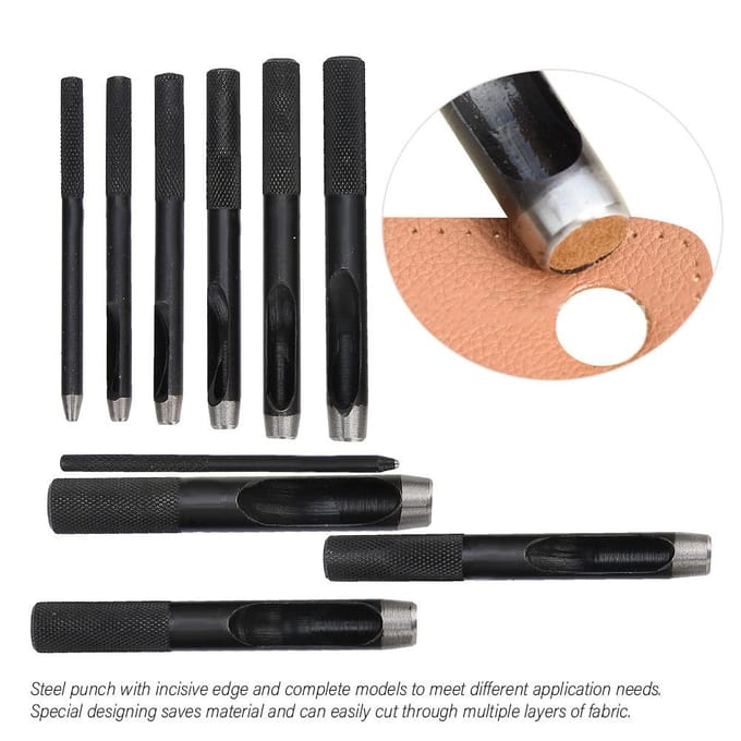 Lot de 10 perforatrices creuses pour ceinture en cuir, 1 mm ?10mm black
